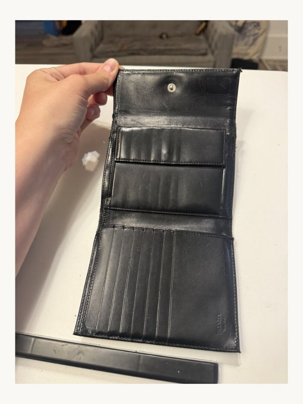 Prada Tessuto Chic Nero Nylon Trifold Wallet - Picture 4 of 11